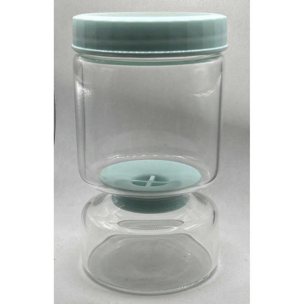 Pickle or Olive Hourglass Jar with Strainer Flip Pickle Juice Separator Aqua